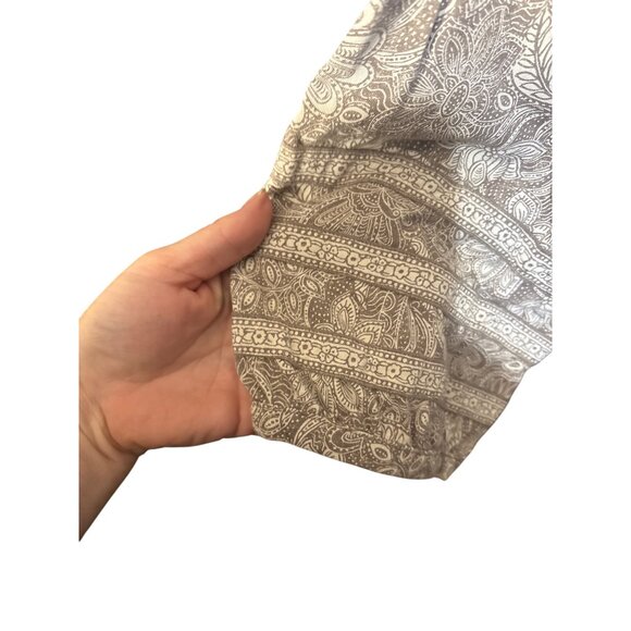 Pure Jill Soft-Sleeve Printed Tunic XL White & Taupe Floral Cotton/Modal Blend - Picture 3 of 5